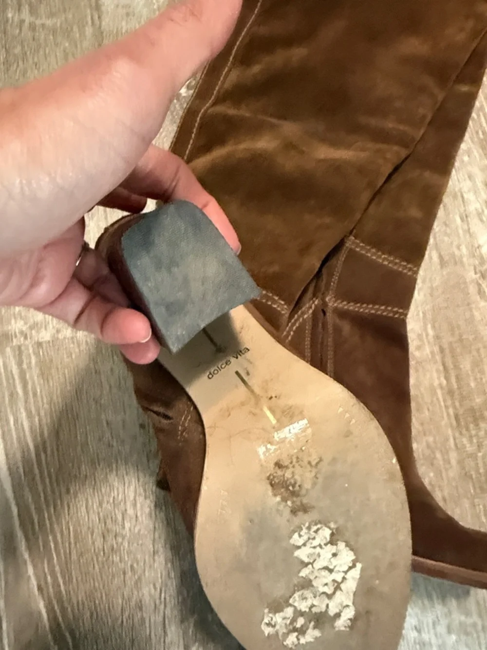 Dolce Vita Brown Suede Over-the-Knee Block Heel Boots - Picture 3 of 3